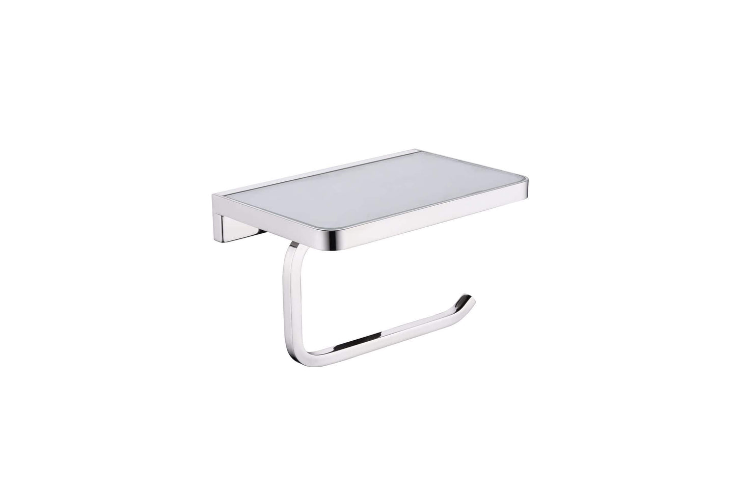 Bagno Bianca Stainless Steel White Glass Shelf w/ Toilet Paper Holder