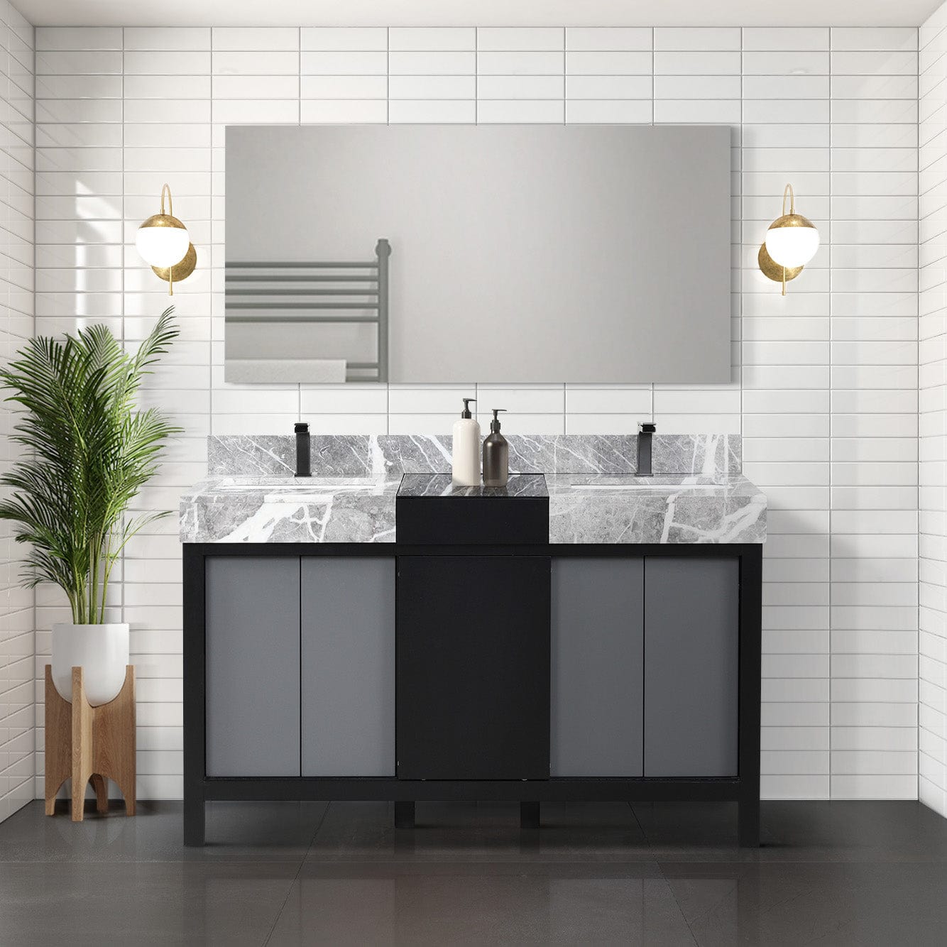 Zilara 55" Black and Grey Double Vanity