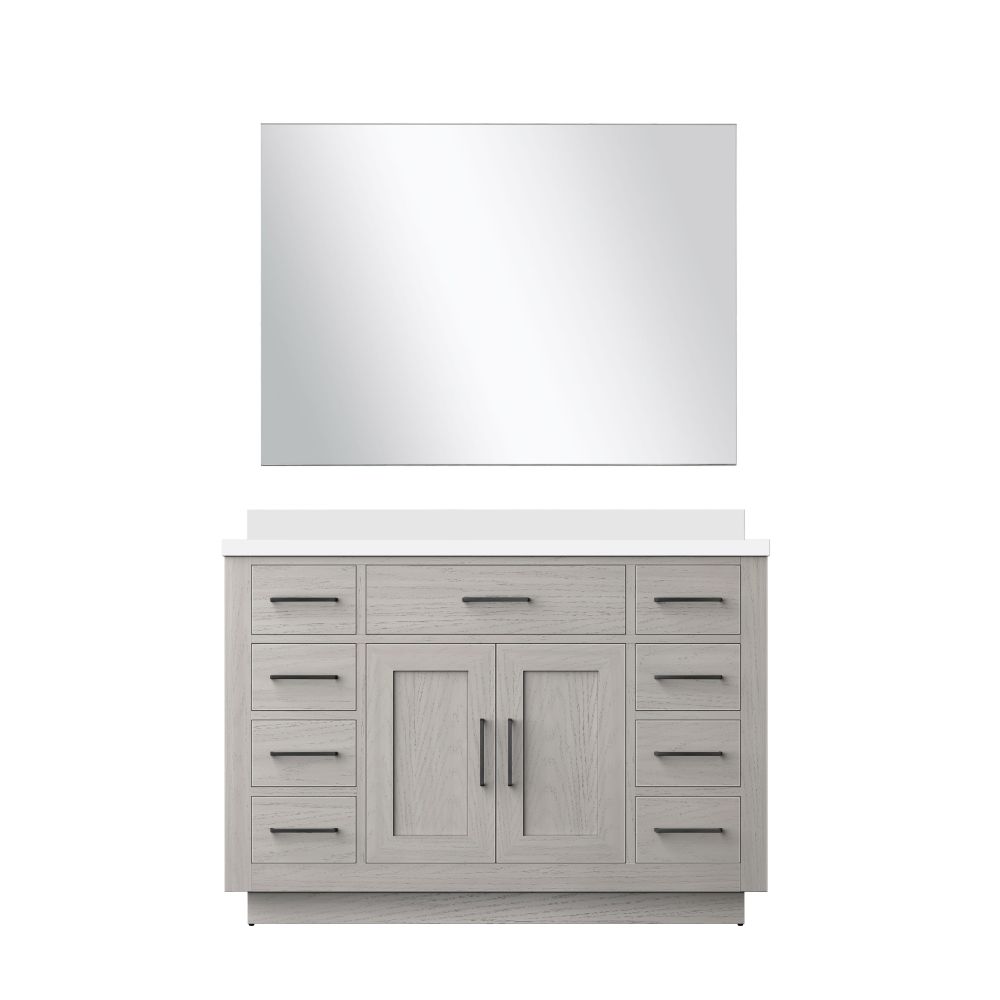 Abbey 48 in W x 22 in. D White Oak Single Bath Vanity Cultured Marble Countertop and 43 in Mirror