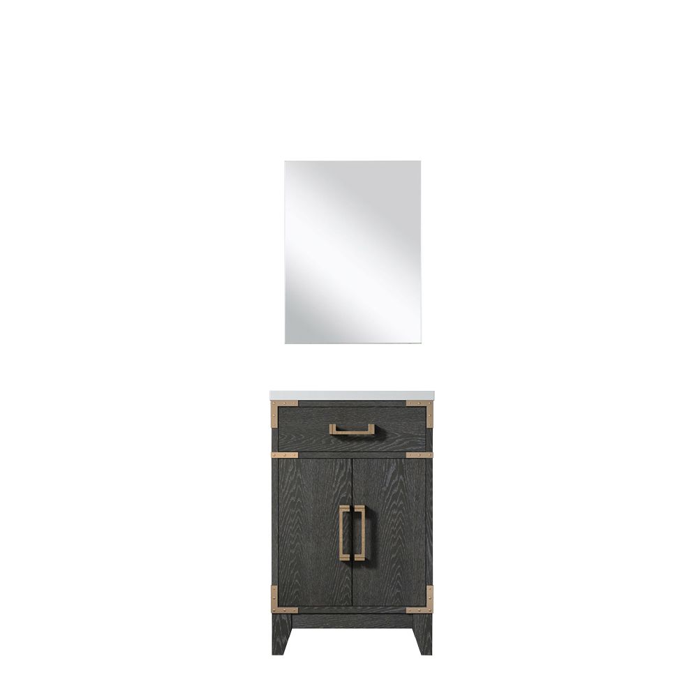 Laurel 20 in W x 18 in. D Black Oak Single Bath Vanity Acrylic Countertop and 18 in Mirror