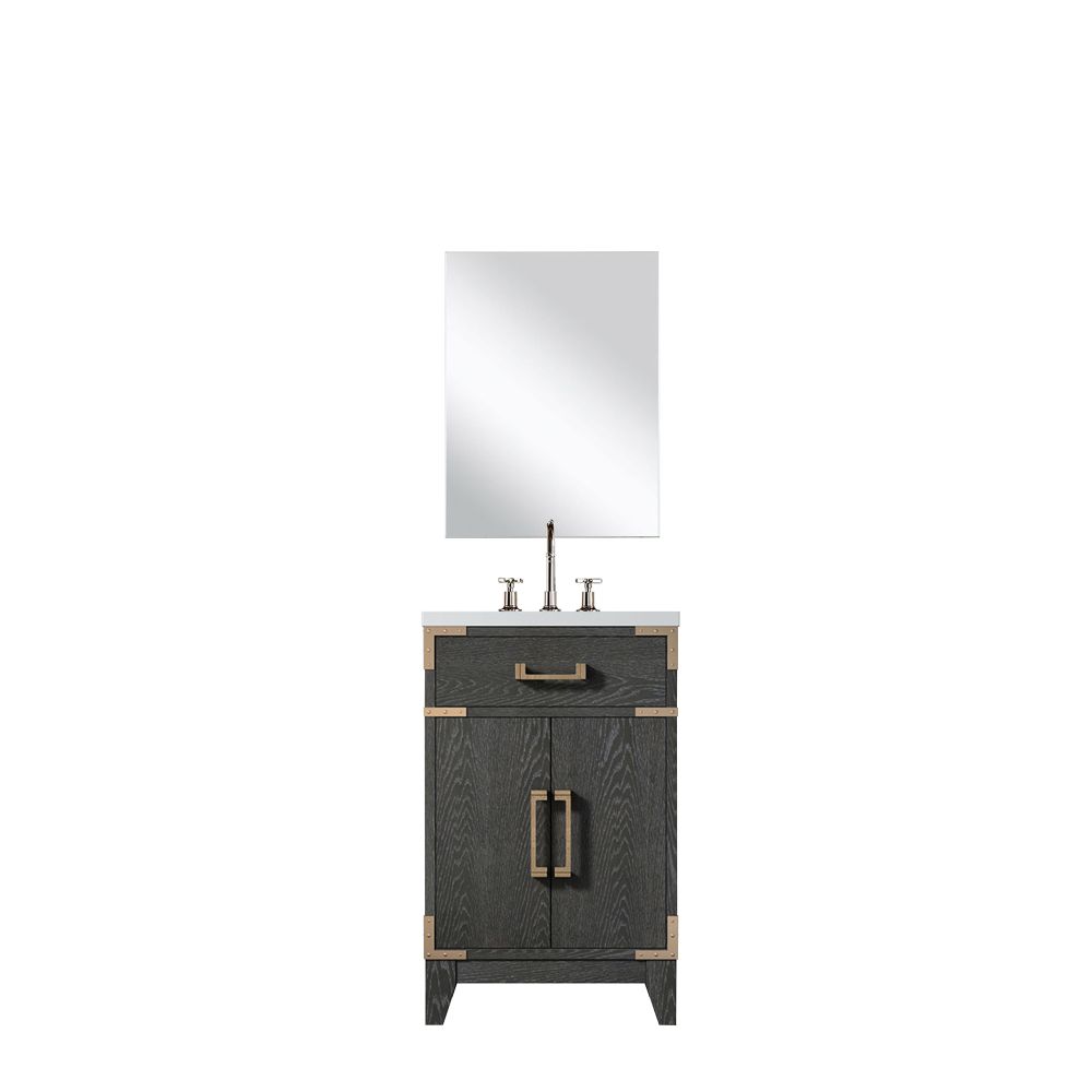 Laurel 20 in W x 18 in. D Black Oak Single Bath Vanity Acrylic Countertop, 18 in Mirror and Faucet Set
