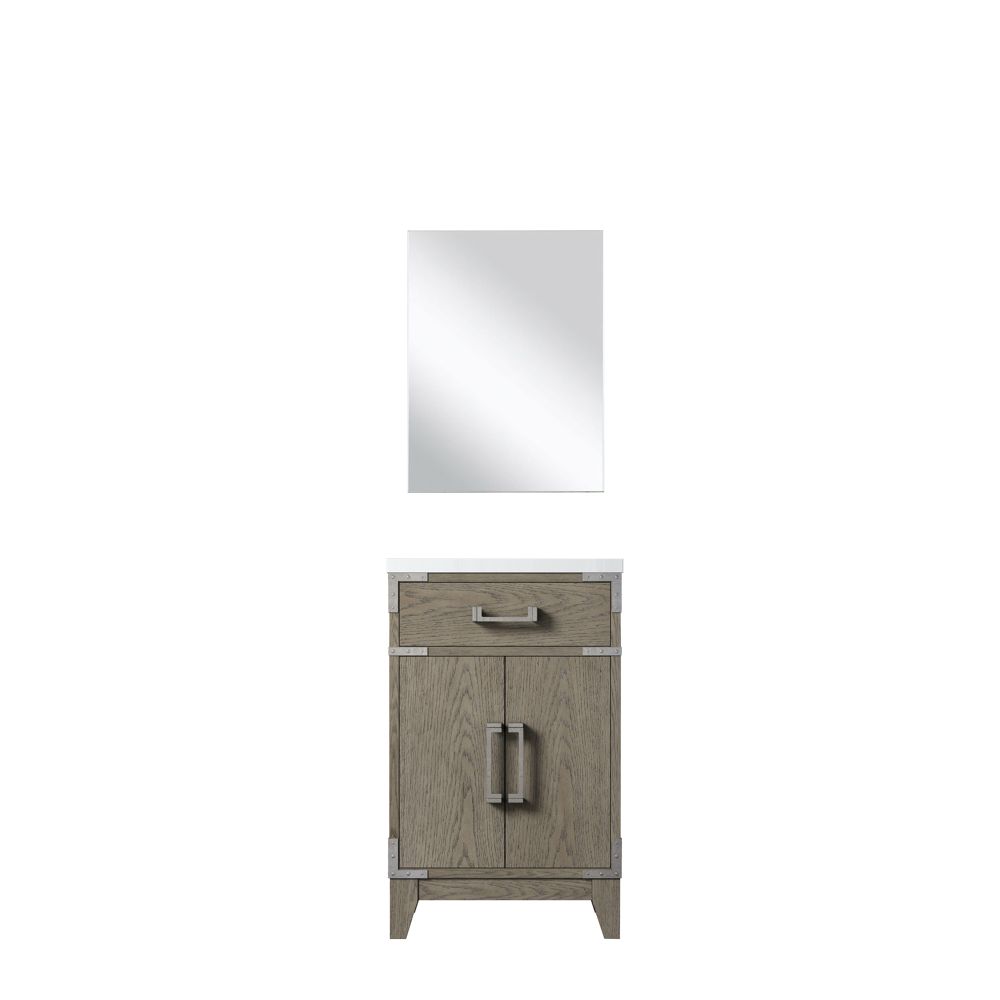 Laurel 20 in W x 18 in. D Grey Oak Single Bath Vanity Acrylic Countertop and 18 in Mirror