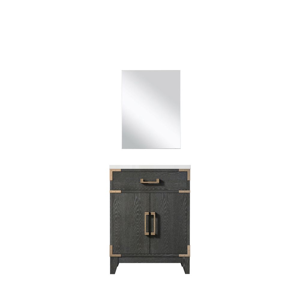 Laurel 24 in W x 18 in. D Black Oak Single Bath Vanity Acrylic Countertop and 18 in Mirror