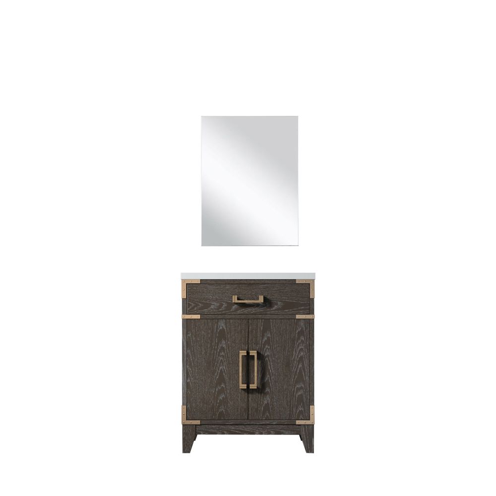 Laurel 24 in W x 18 in. D Brown Oak Single Bath Vanity Acrylic Countertop and 18 in Mirror