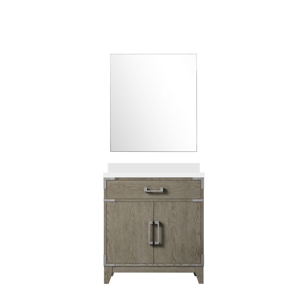 Laurel 30 in W x 22 in. D Grey Oak Single Bath Vanity Cultured Marble Countertop and 28 in Mirror
