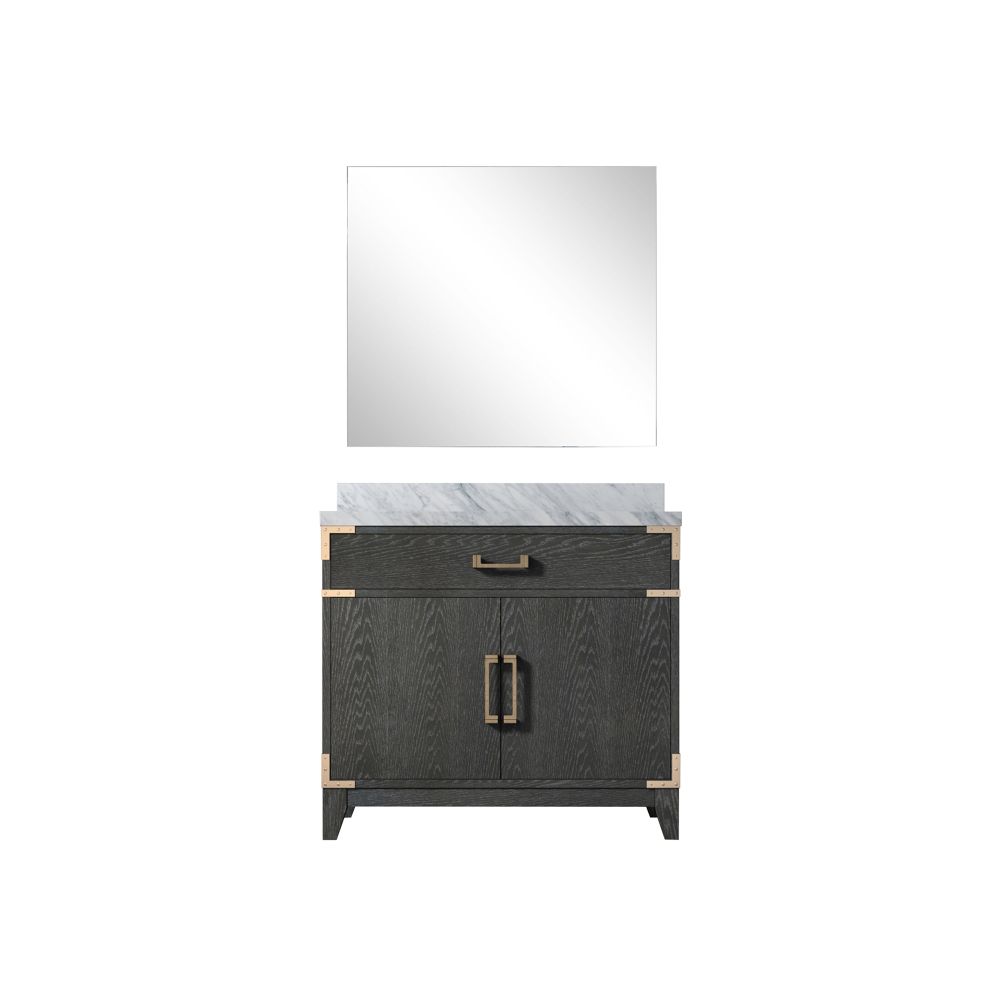 Laurel 36 in W x 22 in. D Black Oak Single Bath Vanity Carrara Marble Countertop and 34 in Mirror