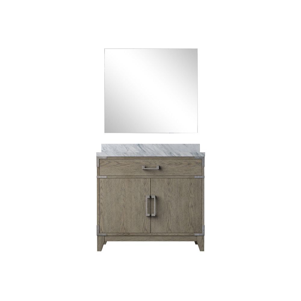 Laurel 36 in W x 22 in. D Grey Oak Single Bath Vanity Carrara Marble Countertop and 34 in Mirror