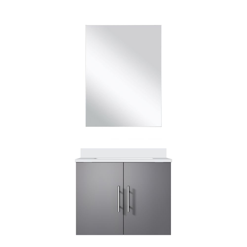 Geneva 24 in W x in. D Dark Grey Single Bath Vanity Cultured Marble Countertop and 18 in Mirror