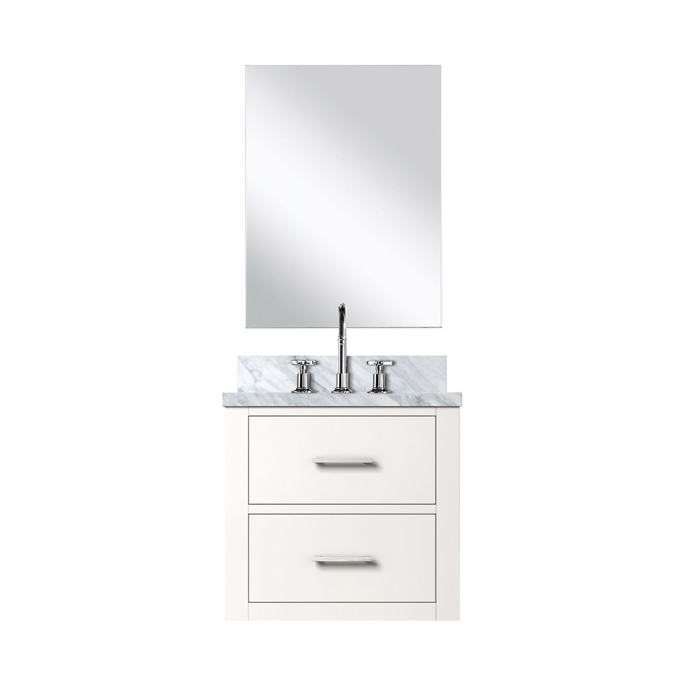 Castor 20 in W x 18 in. D White Single Bath Vanity Acrylic Countertop, 18 in Mirror and Faucet Set
