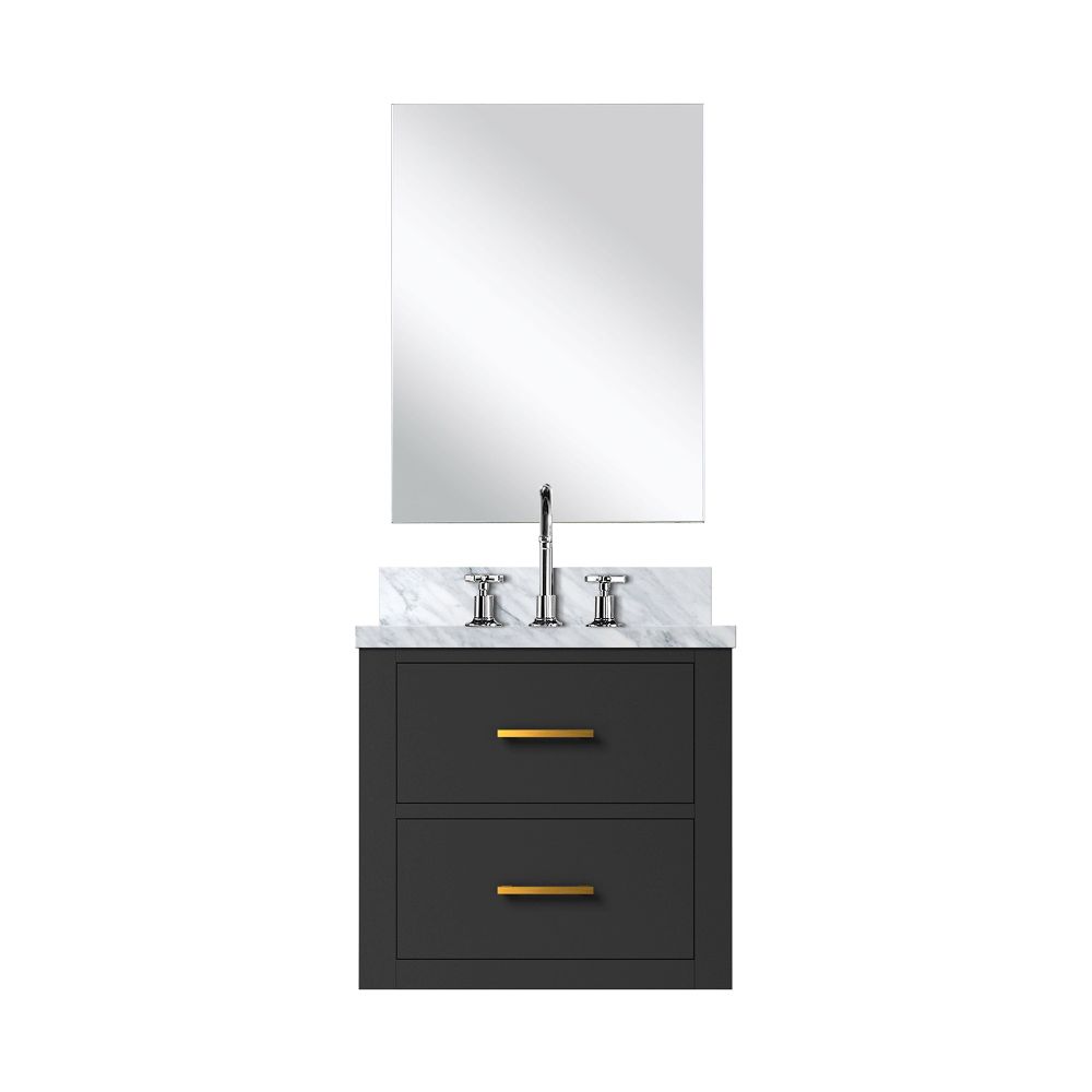 Castor 20 in W x 18 in. D Black Single Bath Vanity Acrylic Countertop, 18 in Mirror and Faucet Set