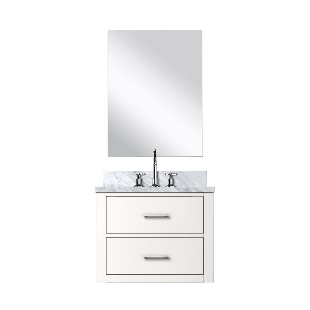 Castor 24 in W x 18 in. D White Single Bath Vanity Acrylic Countertop, 18 in Mirror and Faucet Set