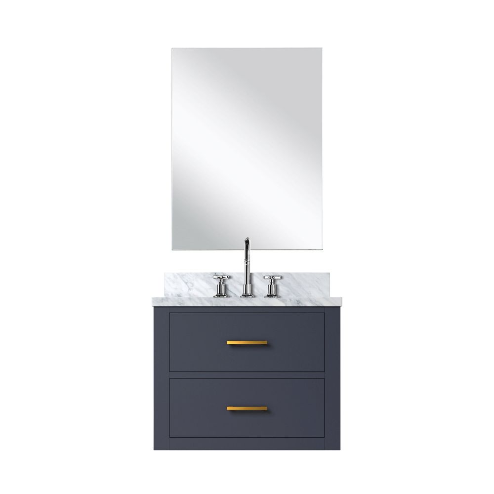 Castor 24 in W x 18 in. D Blue Single Bath Vanity Acrylic Countertop, 18 in Mirror and Faucet Set