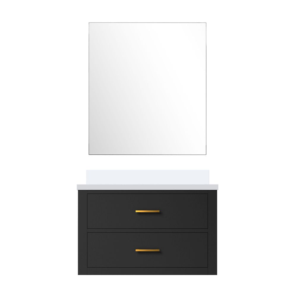 Castor 30 in W x 22 in. D Black Single Bath Vanity Cultured Marble Countertop and 28 in Mirror