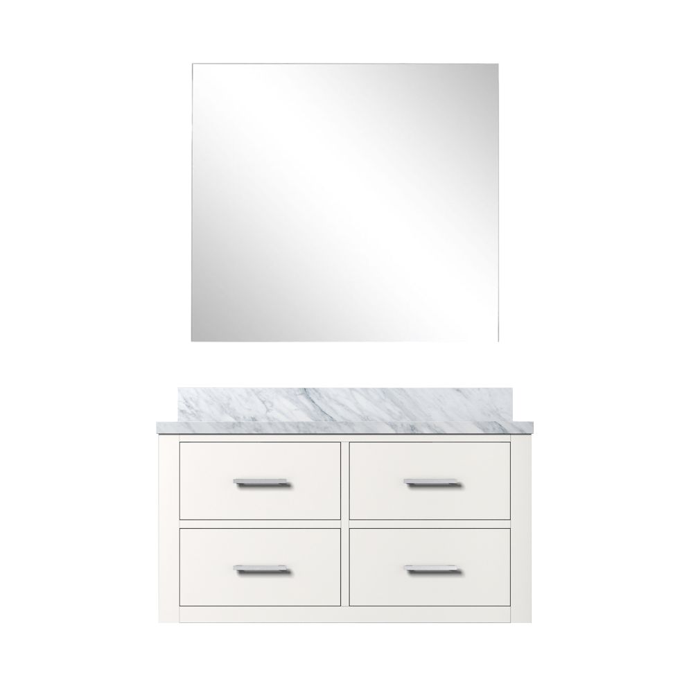 Castor 36 in W x 22 in. D White Single Bath Vanity Carrara Marble Countertop and 34 in Mirror