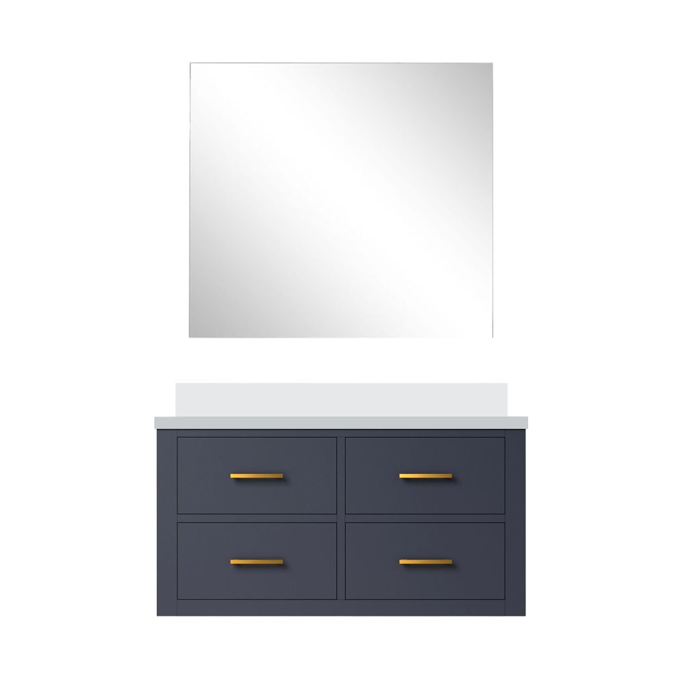 Castor 36 in W x 22 in. D Blue Single Bath Vanity Cultured Marble Countertop and 34 in Mirror