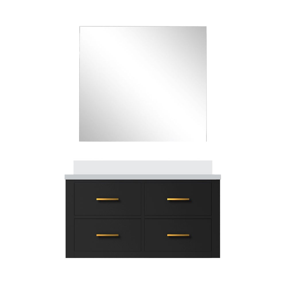 Castor 36 in W x 22 in. D Black Single Bath Vanity Cultured Marble Countertop and 34 in Mirror
