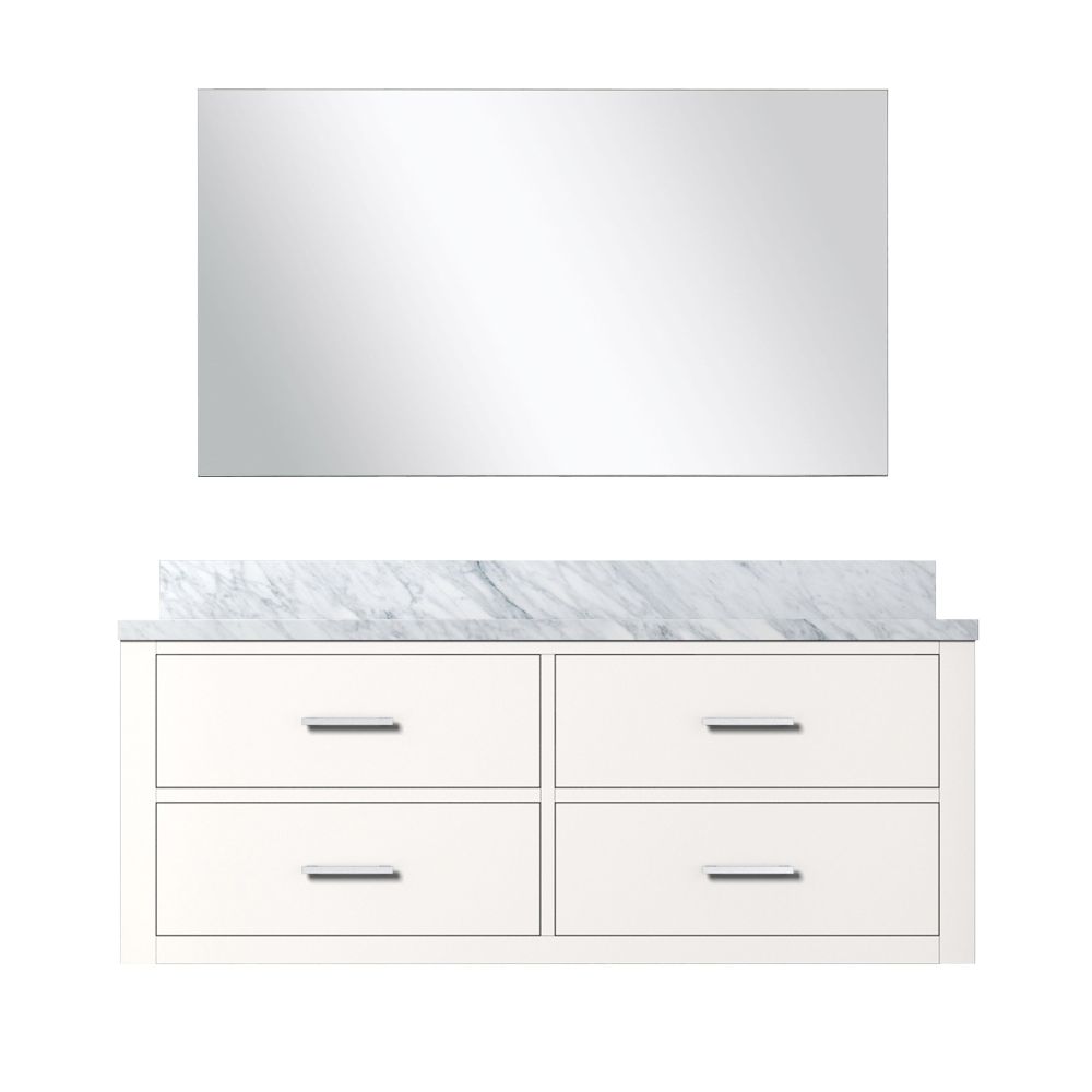 Castor 48 in W x 22 in. D White Single Bath Vanity Carrara Marble Countertop and 43 in Mirror