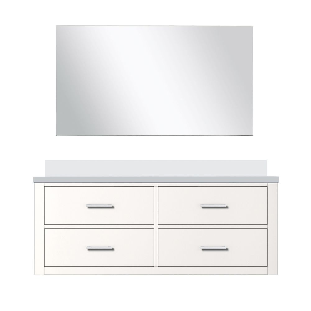 Castor 48 in W x 22 in. D White Single Bath Vanity Cultured Marble Countertop and 43 in Mirror