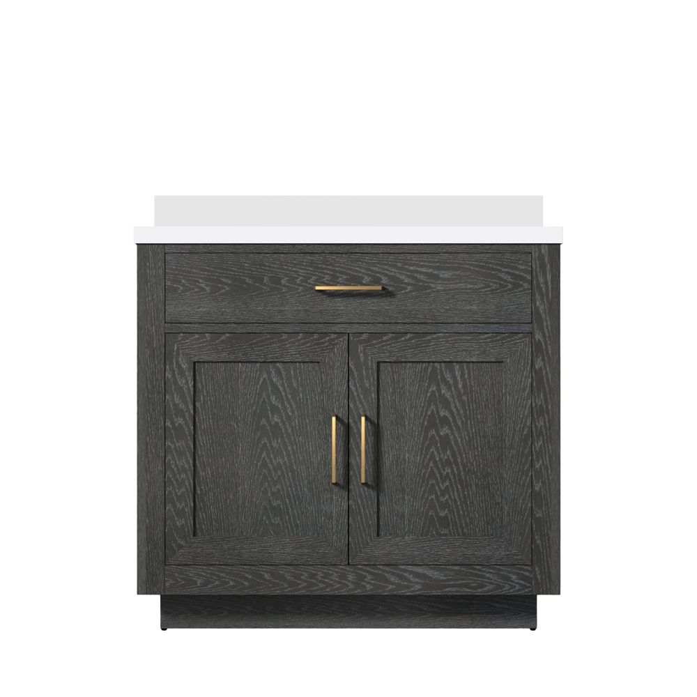 Abbey 36 in W x 22 in. D Black Oak Single Bath Vanity and Cultured Marble Top