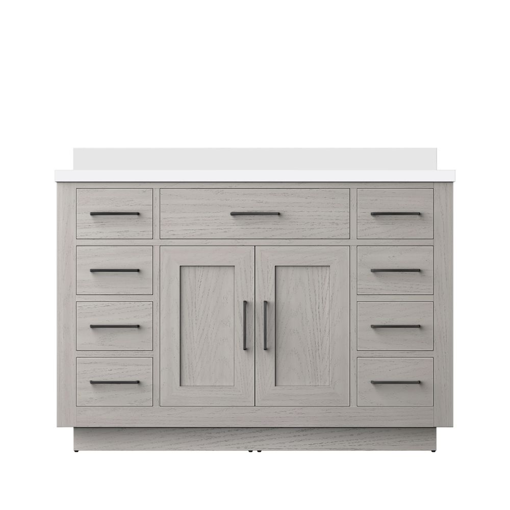 Abbey 48 in W x 22 in. D White Oak Single Bath Vanity and White Quartz Top