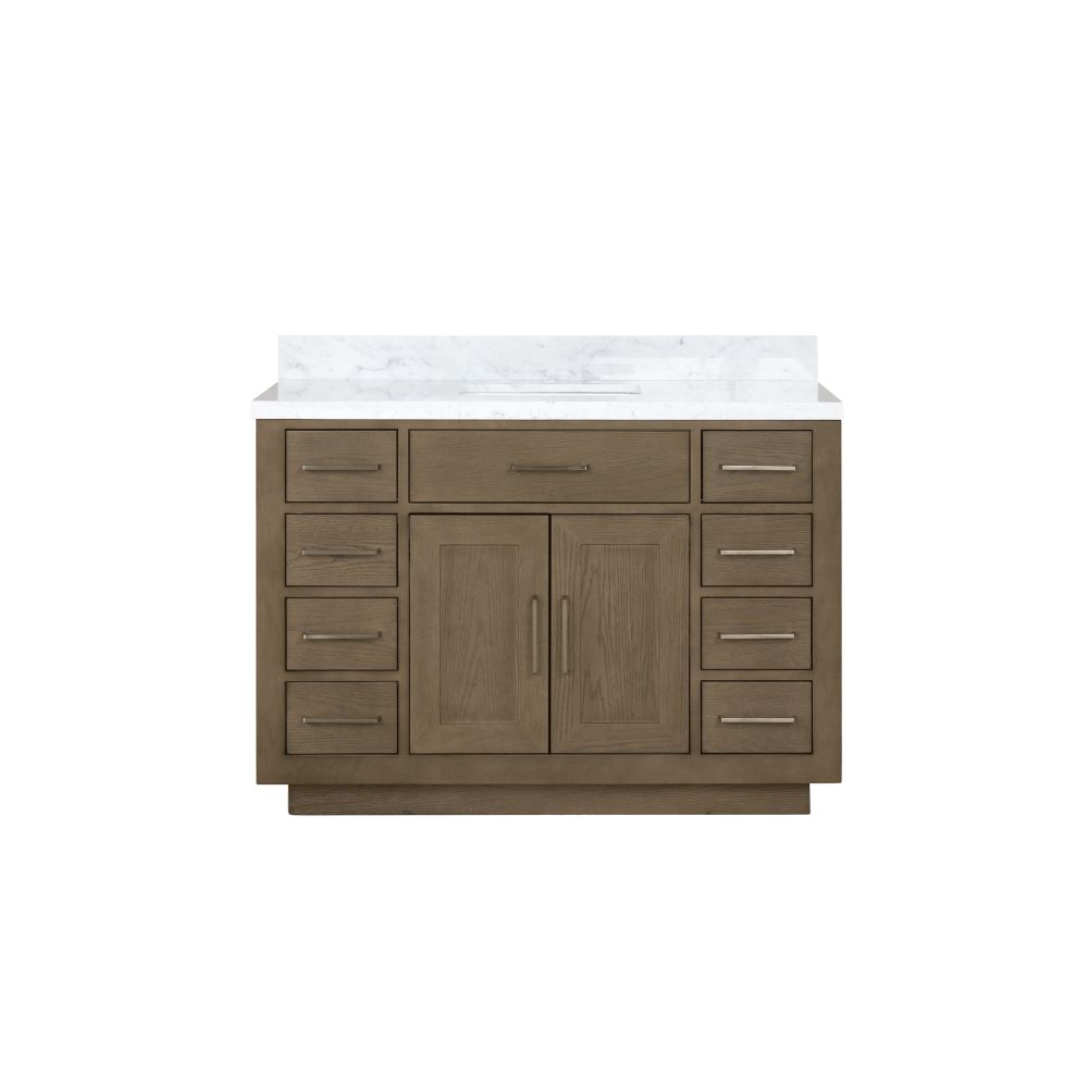 Abbey 48 in W x 22 in. D Grey Oak Single Bath Vanity and Carrara Marble Top