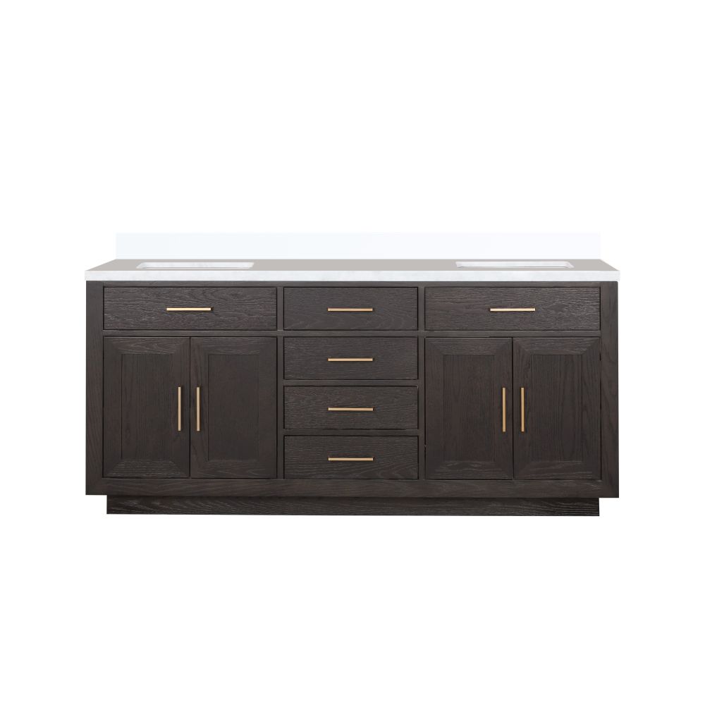 Abbey 72 in W x 22 in. D Brown Oak Double Bath Vanity and Cultured Marble Top