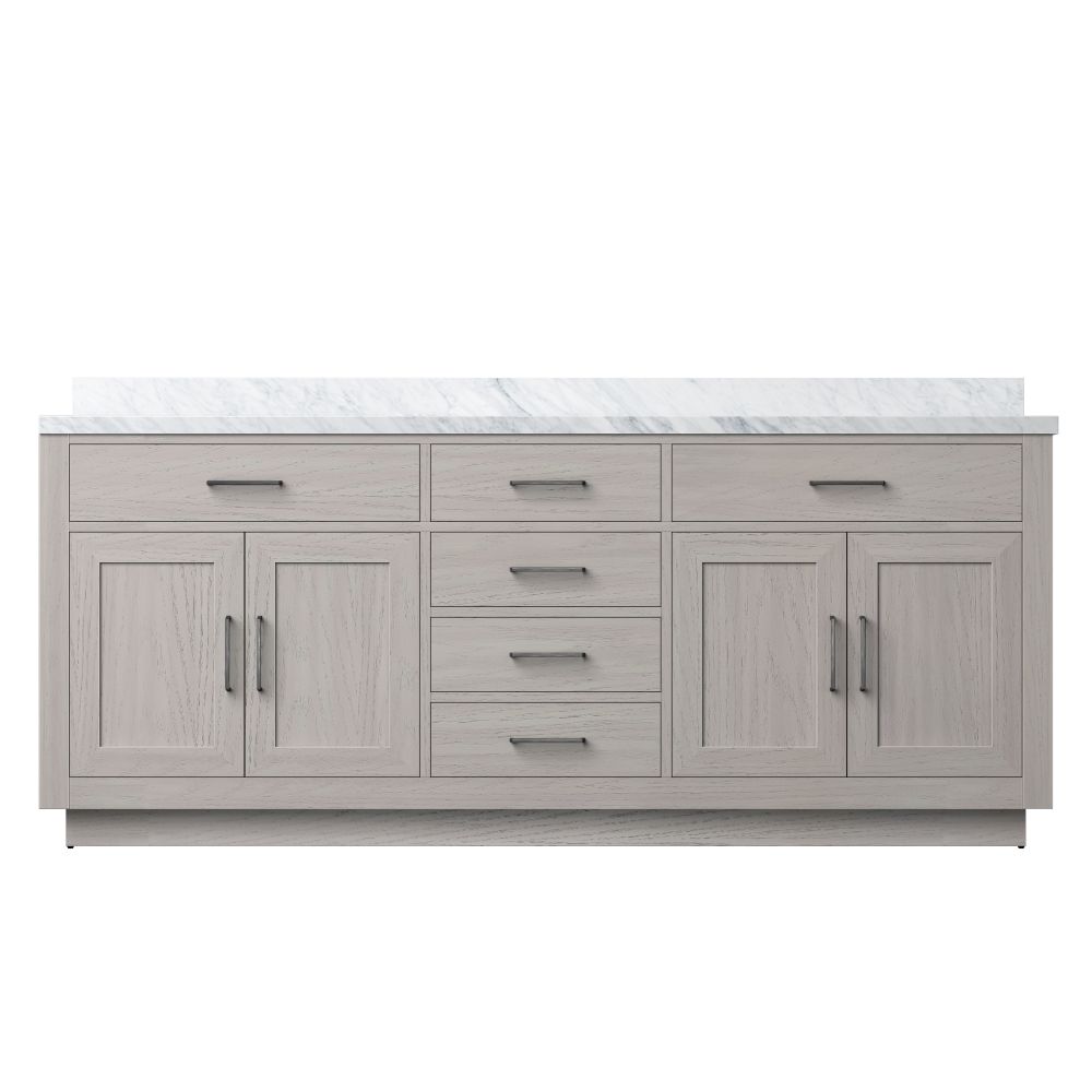 Abbey 80 in W x 22 in. D White Oak Double Bath Vanity and Carrara Marble Top