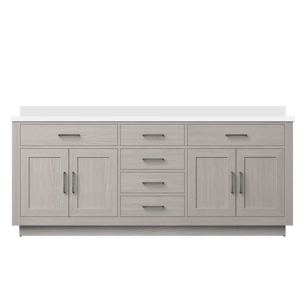 Abbey 80 in W x 22 in. D White Oak Double Bath Vanity and Cultured Marble Top