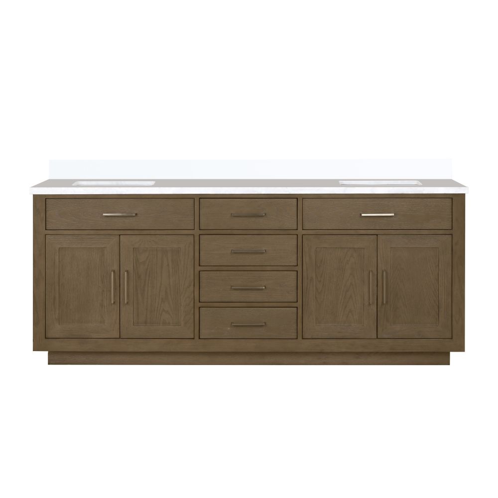 Abbey 80 in W x 22 in. D Grey Oak Double Bath Vanity and Cultured Marble Top