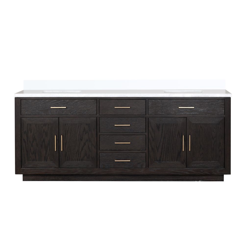 Abbey 84 in W x 22 in. D Black Oak Double Bath Vanity and Cultured Marble Top