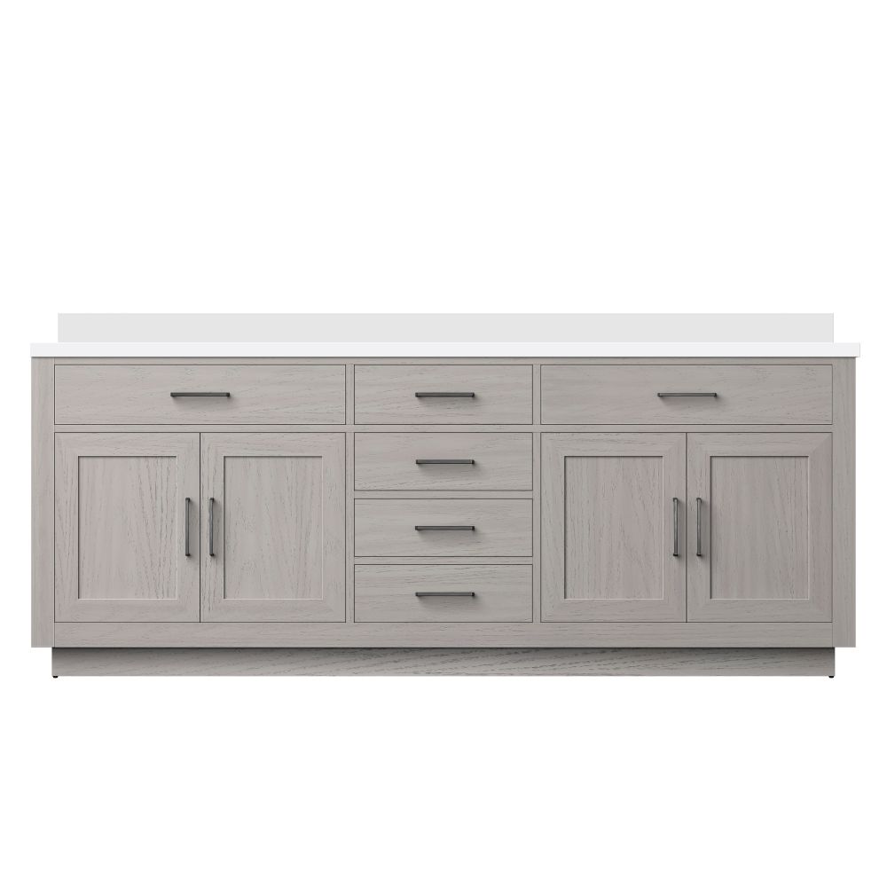 Abbey 84 in W x 22 in. D White Oak Double Bath Vanity and Cultured Marble Top