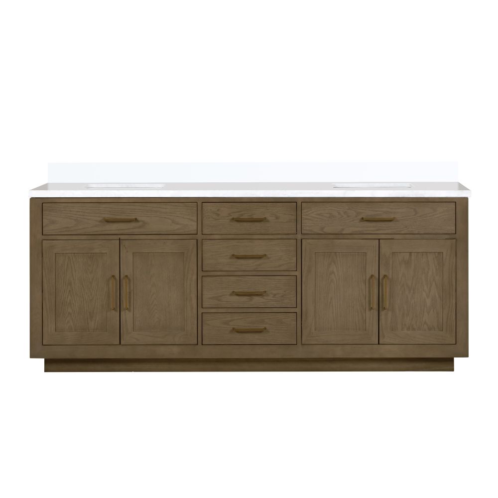 Abbey 84 in W x 22 in. D Grey Oak Double Bath Vanity and Cultured Marble Top