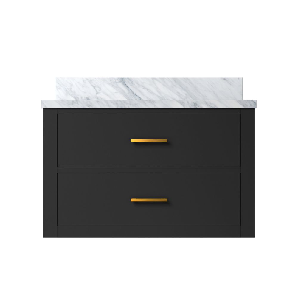 Castor 30 in W x 22 in. D Black Double Bath Vanity and Carrara Marble Top