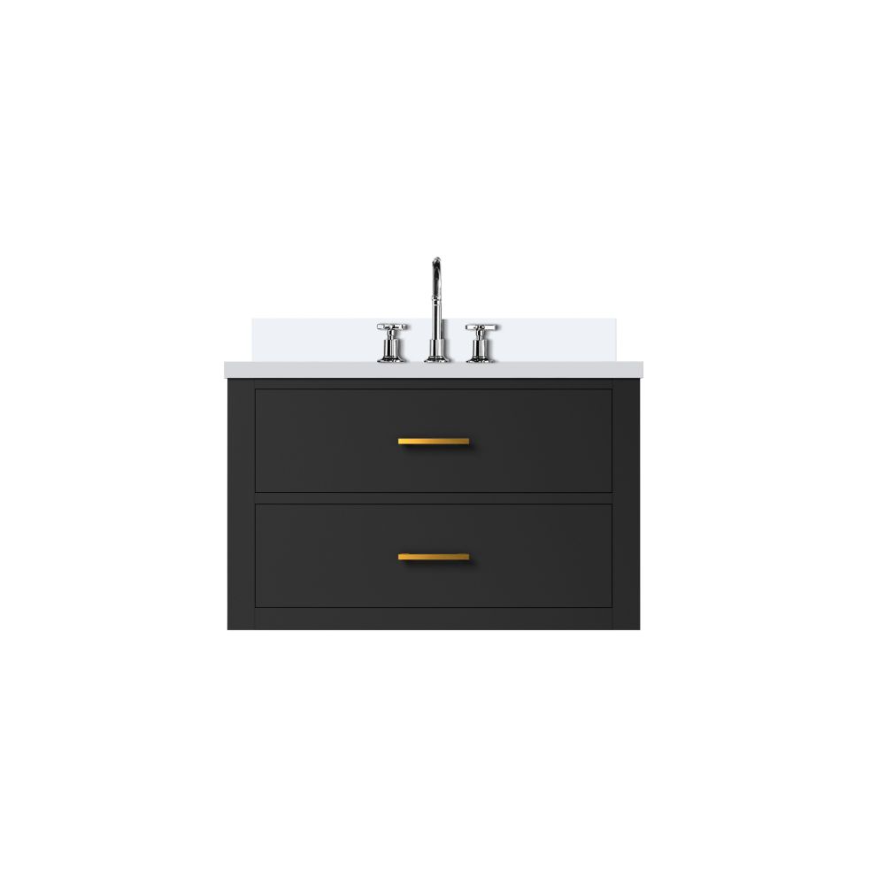 Castor 30 in W x 22 in. D Black Double Bath Vanity, Cultured Marble Top, and Faucet Set