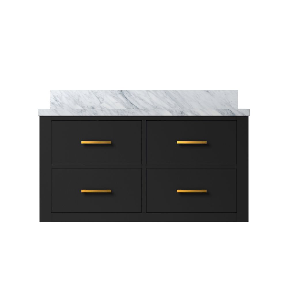 Castor 36 in W x 22 in. D Black Double Bath Vanity and Carrara Marble Top