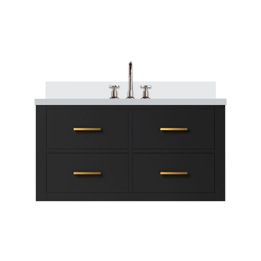 Castor 36 in W x 22 in. D Black Double Bath Vanity, Cultured Marble Top, and Faucet Set