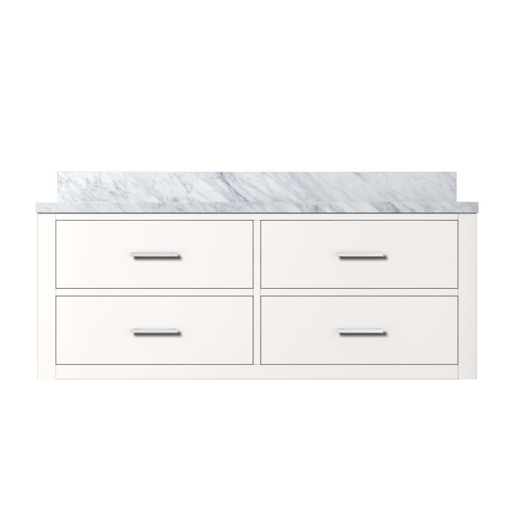Castor 48 in W x 22 in. D White Double Bath Vanity and Carrara Marble Top