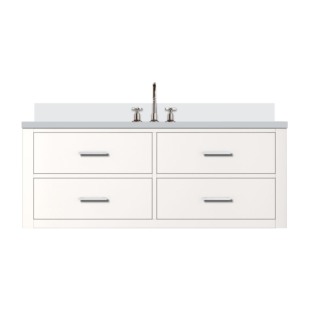 Castor 48 in W x 22 in. D White Double Bath Vanity, Cultured Marble Top, and Faucet Set
