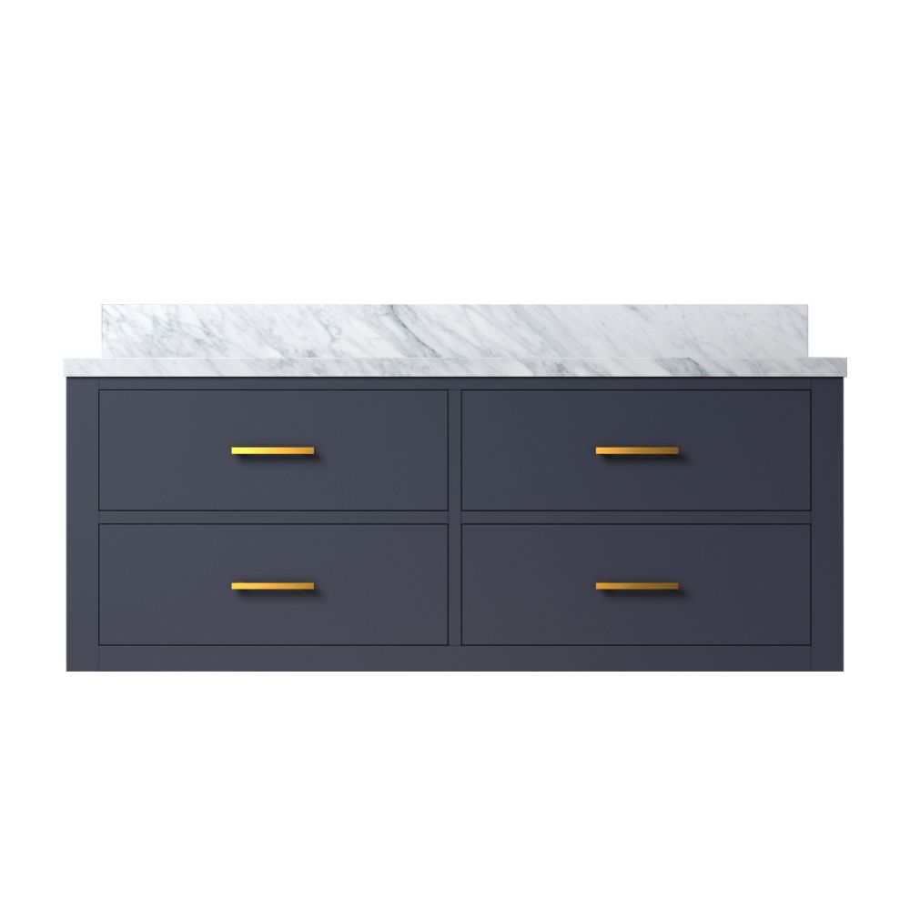 Castor 48 in W x 22 in. D Blue Double Bath Vanity and Carrara Marble Top