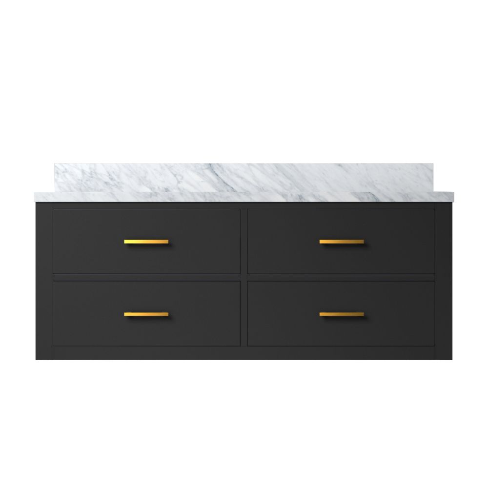 Castor 48 in W x 22 in. D Black Double Bath Vanity and Carrara Marble Top