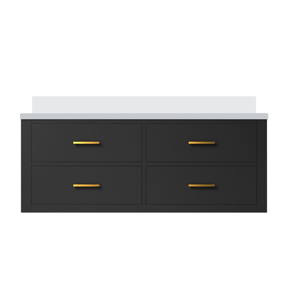 Castor 48 in W x 22 in. D Black Double Bath Vanity and White Quartz Top