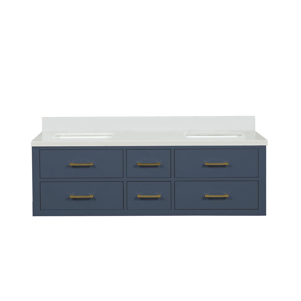 Castor 60 in W x 22 in. D Blue Double Bath Vanity and Cultured Marble Top