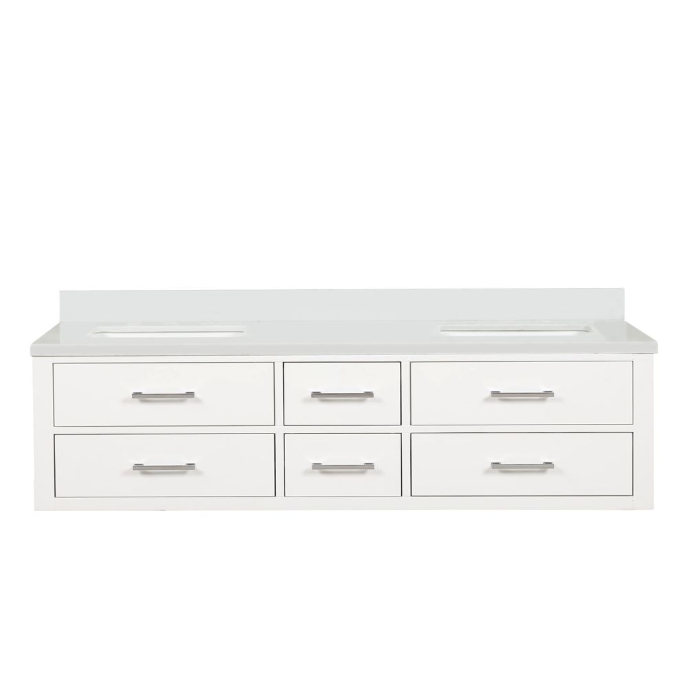 Castor 72 in W x 22 in. D White Double Bath Vanity and Cultured Marble Top