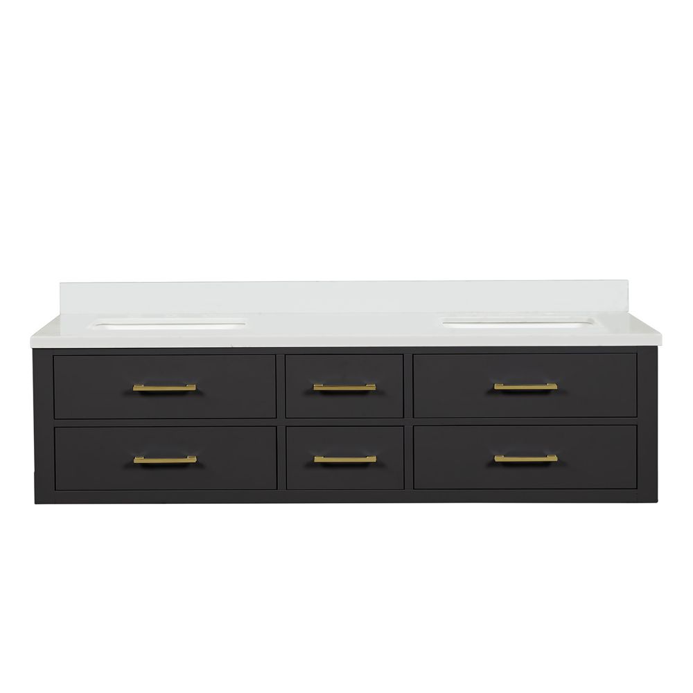 Castor 72 in W x 22 in. D Black Double Bath Vanity and Cultured Marble Top