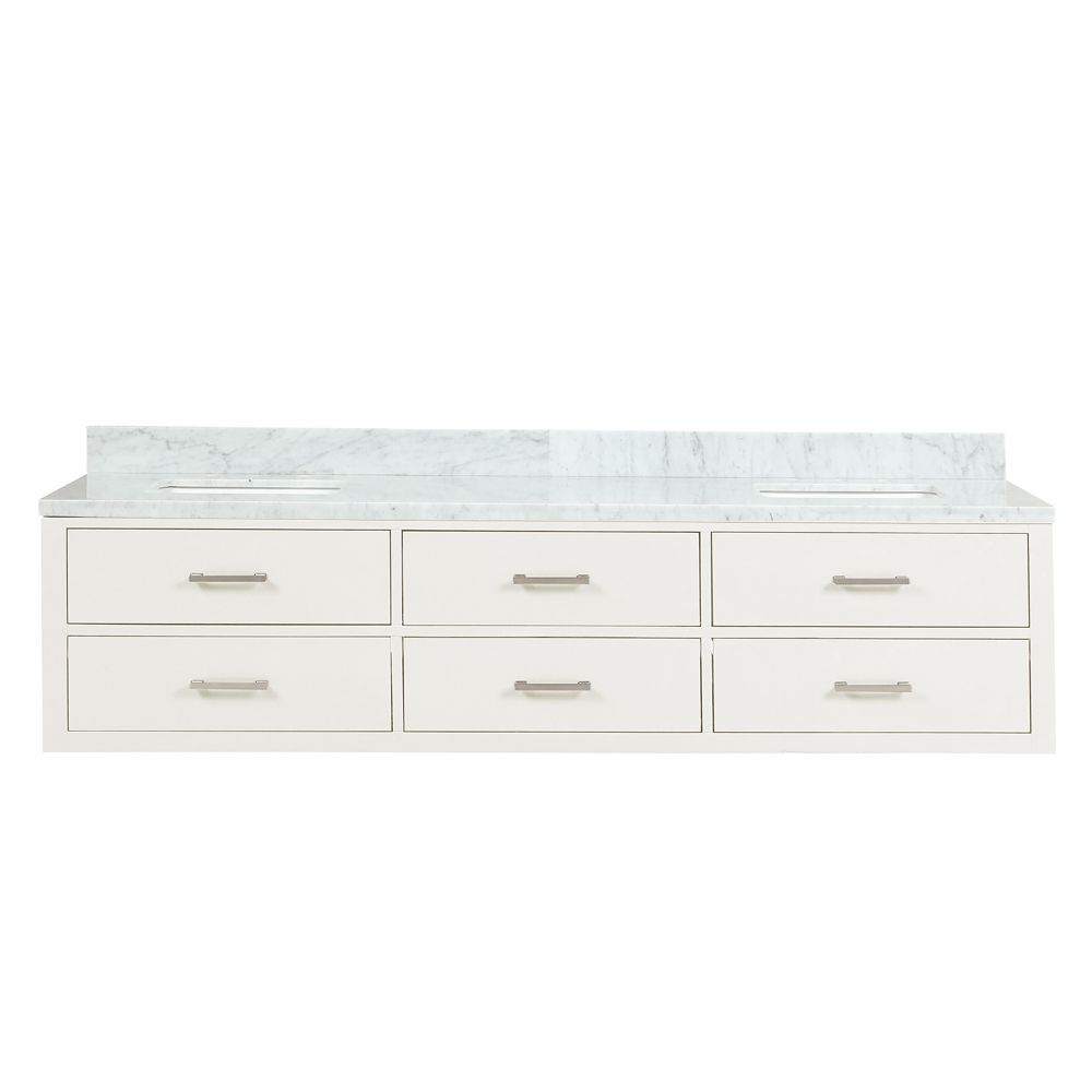 Castor 80 in W x 22 in. D White Double Bath Vanity and Carrara Marble Top