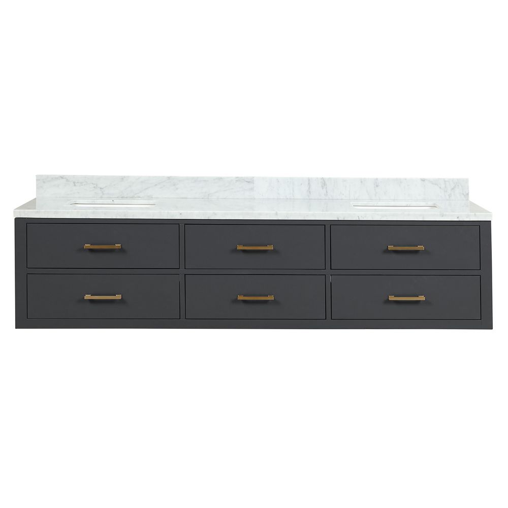 Castor 80 in W x 22 in. D Black Double Bath Vanity and Carrara Marble Top