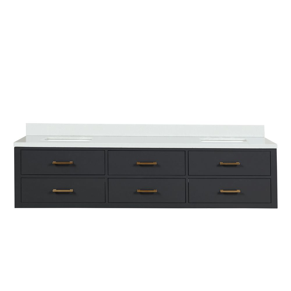 Castor 80 in W x 22 in. D Black Double Bath Vanity and Cultured Marble Top