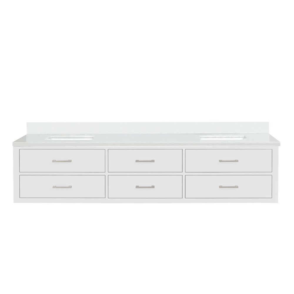 Castor 84 in W x 22 in. D White Double Bath Vanity and Cultured Marble Top