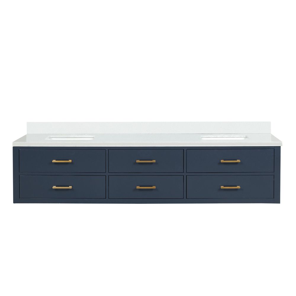 Castor 84 in W x 22 in. D Blue Double Bath Vanity and Cultured Marble Top