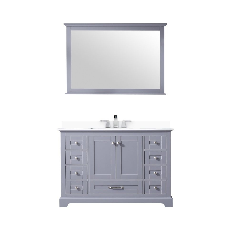 Dukes 48 in. W x 22 in. D Dark Grey Single Bath Vanity, White Quartz Top, Faucet Set, and 46 in. Mirror